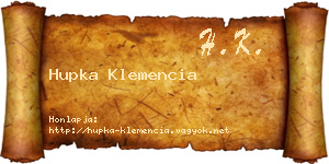 Hupka Klemencia névjegykártya
